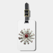 Fröhliche Retro 60er Red Dot Dotted Daisy Blume Gepäckanhänger (Vorderseite vertikal)