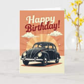 Fröhliche Retro-Auto-Karte Karte (Gelbe Blume)