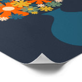 Fröhliche Retro-Blume in einer blauen Vase Poster (Ecke)