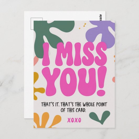 Fröhliche Retro ich verpassen Sie Grußkarte Design Postkarte (Vorne/Hinten)