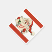 Fröhliche Retro Santa Red Paper Napkin Serviette (Ecke)