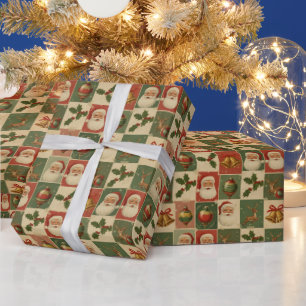 Fröhliche Retro-Weihnachts-Collage Geschenkpapier