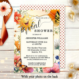 Fröhliche Retro-Wildblumen-Aquarell-Brautparty Einladung
