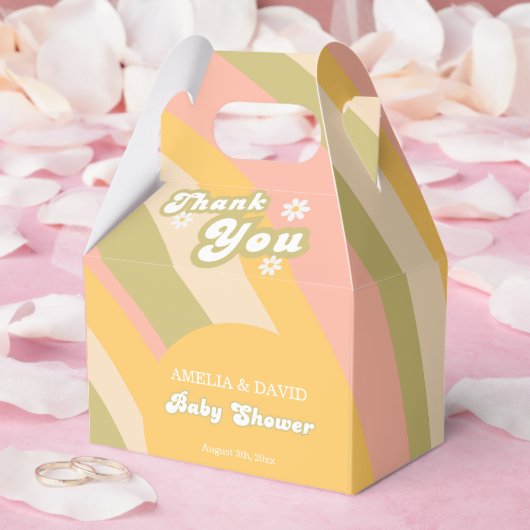 Fröhliche Retro Yellow Daisy Baby Boy Dusche Geschenkschachtel (Hochzeit)