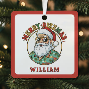 Fröhliche Rizzmas Weihnachtsmann mit Sonnenbrille  Ornament Aus Metall