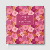 Fröhliche rosa Blumenfeier Gästebuch (Vorderseite)