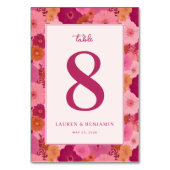 Fröhliche rosa Blumige Tischnummer (Rückseite)