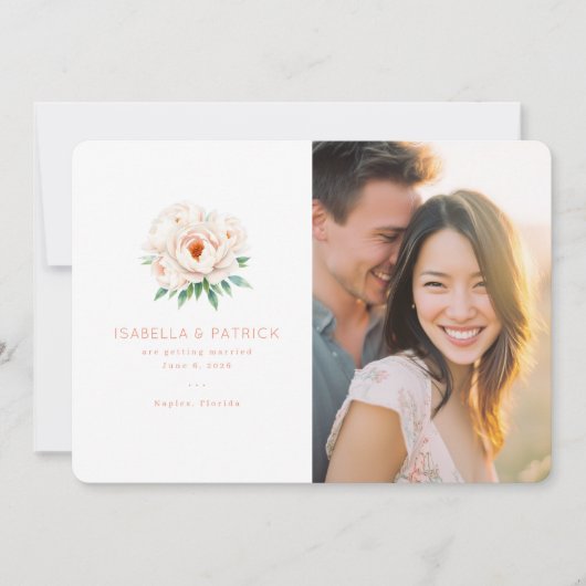 Fröhliche rosa florale Hochzeit Save The Date (Vorderseite)