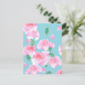 Fröhliche rosa Rosen Postkarte (Stehend Vorderseite)