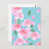 Fröhliche rosa Rosen Postkarte (Vorne/Hinten)