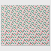 Fröhliche Rosa und Rote Holly Geschenkpapier (Flach)