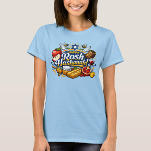 🍯 🍎🐟 Fröhliche Rosch ha-Schana-Symbole T-Shirt