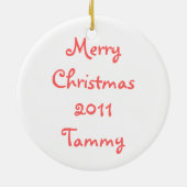 Fröhliche Rosen-Weihnachtsverzierung Keramik Ornament (Hinten)