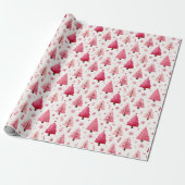 Fröhliche Rot- und Rosa-Baum-Illustration Geschenkpapier (Ungerollt)