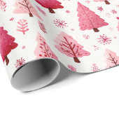Fröhliche Rot- und Rosa-Baum-Illustration Geschenkpapier (Rolleneckpunkt)