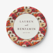 Fröhliche rote Blumenmohnblumen Pappteller (Vorderseite)