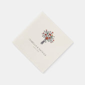 Fröhliche rote Blumenstrauß-Illustration Serviette (Ecke)