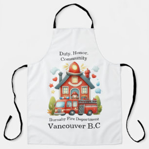 Fröhliche rote Feuerwehr und LKW Schürze