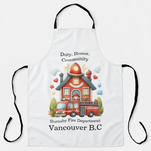 Fröhliche rote Feuerwehr und LKW Schürze (Vorderseite)