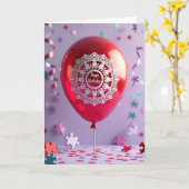 Fröhliche Ruby-Ballonkarte Karte (Gelbe Blume)