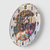 Fröhliche Runde mit Elefanten Große Wanduhr (Winkel)