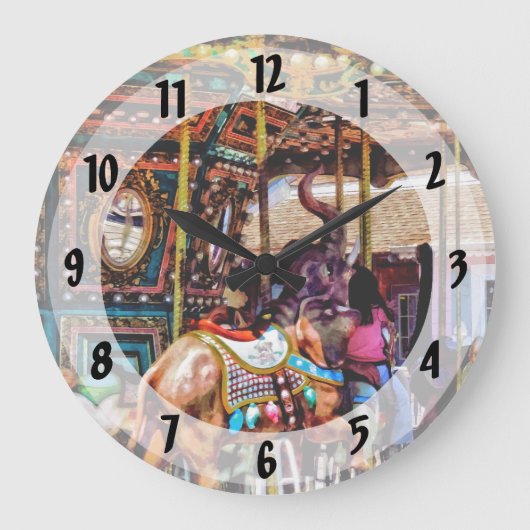 Fröhliche Runde mit Elefanten Große Wanduhr (Vorderseite)