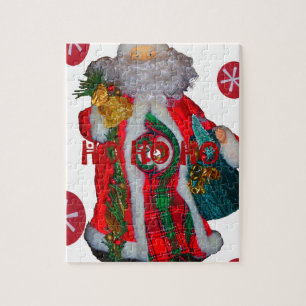 Fröhliche Santa Hohoho Grüße Grafik-Text-Kunst-Des Puzzle