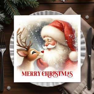 Fröhliche Santa Rudolph Weihnachts-Dinner Serviett Serviette
