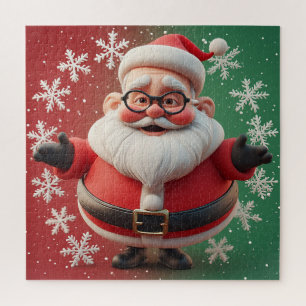 Fröhliche Santa-Schneeflocke Szene für festliche F Puzzle