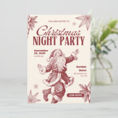 Fröhliche Santa-Stechpalme-Weihnachtsfeier-Einladu Einladung (Stehend Vorderseite)