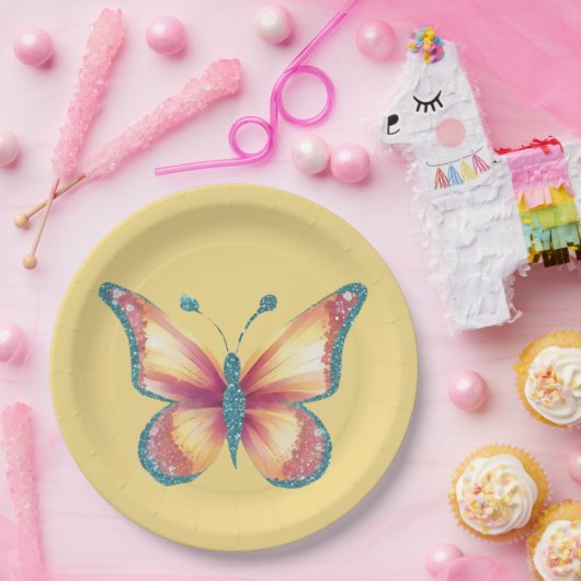 Fröhliche Schmetterling Pappteller (Party)