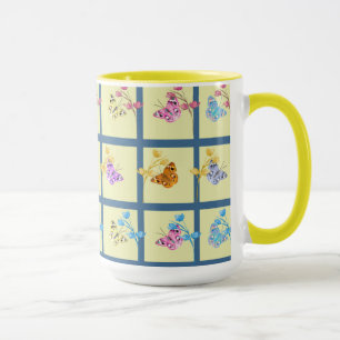 Fröhliche Schmetterlinge und Blume Tasse
