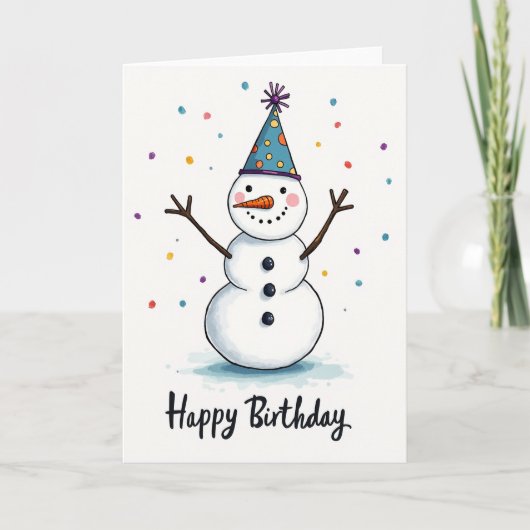 Fröhliche Schneebirthdaycard Karte (Vorderseite)