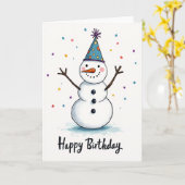 Fröhliche Schneebirthdaycard Karte (Gelbe Blume)
