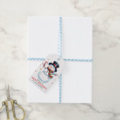 Fröhliche Schneemann-Weihnachtsgeschenkanhänger Geschenkanhänger (Mit Garn)