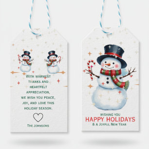 Fröhliche Schneemann-Weihnachtsgeschenkanhänger Geschenkanhänger