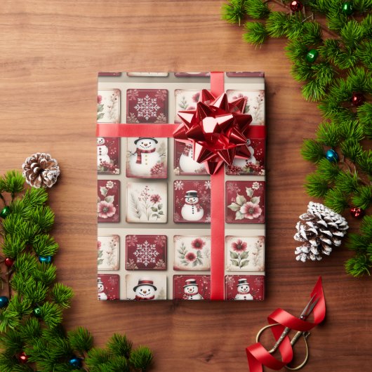 Fröhliche Schneemänner Geschenkpapier (Feiertagsgeschenk)