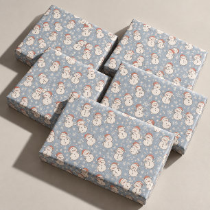 Fröhliche Schneemänner und Schneeflocken Weihnacht Geschenkpapier