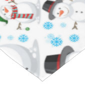 Fröhliche Schneemänner Weihnachts-Tischdecke Tischdecke (Schrägansicht)