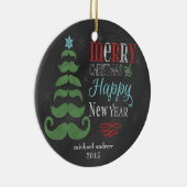 Fröhliche Schnurrbart-Tafel-Weihnachtsverzierung Keramik Ornament (Rechts)