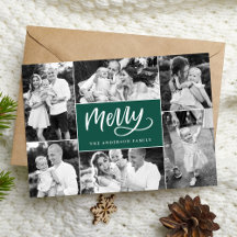 Fröhliche Schrift Grün Weihnachten 6 Foto Collage
