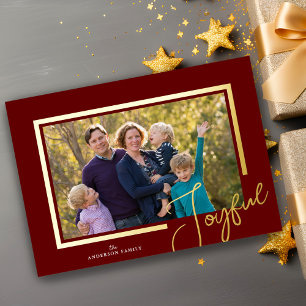 Fröhliche Schrift Moderne Minimale Foto Weihnachte Folien Feiertagskarte