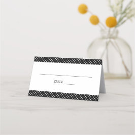 Fröhliche Schwarz-Weiß-Polka-Hochzeit Platzkarte