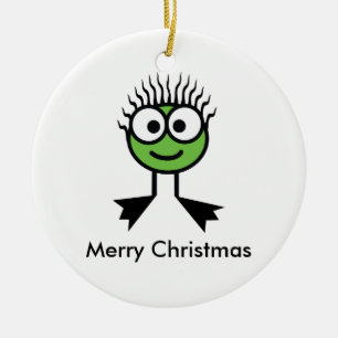 Fröhliche Schwimmen-Weihnachtsverzierung - grüne Keramikornament