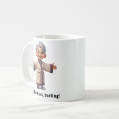 Fröhliche Senior Citizen in einer gemütlichen Robe Kaffeetasse (Vorderseite Links)