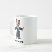 Fröhliche Senior Citizen in einer gemütlichen Robe Kaffeetasse (Vorderseite Links)