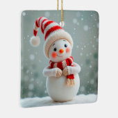 Fröhliche Snowman Figurine mit Holiday Hat Keramikornament (Rechts)