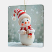 Fröhliche Snowman Figurine mit Holiday Hat Keramikornament (Links)