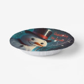 Fröhliche Snowman-Party Einladung - Festivalkarte. Pappteller (Gewinkelt)