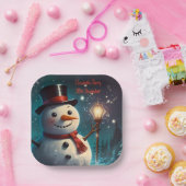 Fröhliche Snowman-Party Einladung - Festivalkarte. Pappteller (Party)